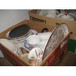 Box containing a quantity of mixed ceramics including: Carlton Ware, Coalport etc