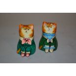 Bethel Rye, pair of painted composition figures of cats