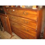 George III mahogany straight front chest of two short and three long graduated drawers with brass