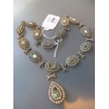 19th Century French paste multiple cluster pendant necklace