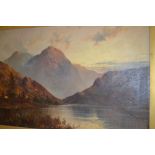 F.E. Jamieson, oil on canvas, Highland loch scene, 30ins x 20ins, gilt framed, together with a