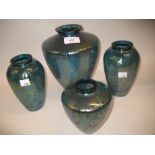 Group of four Royal Brierley Studio Glass lustre decorated vases