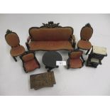 Quantity of Continental ebonised dolls house furniture