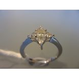 18ct White gold five stone star form ring, approximately 0.75ct
