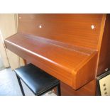 Modern mahogany cased upright piano by Danemann together with a box seat piano stool