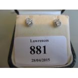 Pair of 18ct white gold diamond cluster stud earrings, approximately 0.41ct