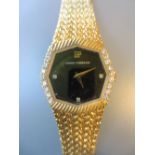 Girard Perregaux, ladies wristwatch, the two piece gold plated case with black enamel diamond set