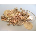 Quantity of various 9ct gold bracelets, pendants, locket etc together with a ladies Mu Du 18ct gold