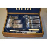 Cased Mappin and Webb six place setting canteen of plated cutlery