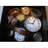 Silver cased fob watch and a collection of various wristwatches etc