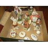 Quantity of Naples porcelain figures together with a quantity of trinket boxes, ornaments etc.