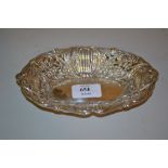 Sheffield silver trinket dish with oval floral embossed design