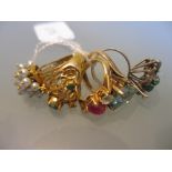 Similar quantity of various gold and gem set dress rings