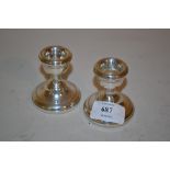 Small Birmingham silver candlestick and a silver plated Old English pattern canteen of cutlery in