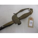 Continental court sword with cast brass hilt and a brass mounted scabbard (a/f)