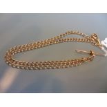 15ct Rose gold Albert watch chain with clip and bar