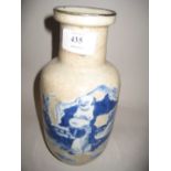 19th Century Chinese blue and white crackleware baluster form vase decorated with an immortal in a