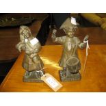 Henri Fugere, pair of bronze figures, ' Bebe Tapin ' and ' Dormez Vite ', signed in the bronze,