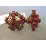 Two 18ct ruby set cluster rings