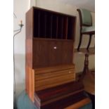 Mid 20th Century Scandinavian rosewood wall unit formed of adjustable open shelves above an