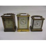Three various metal cased carriage clocks (a/f)