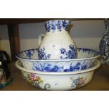 Blue and white wash basin,