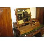 George III mahogany rectangular swing frame toilet mirror with three drawer bow fronted box base