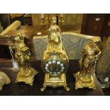 19th Century French ormolu three piece clock set,