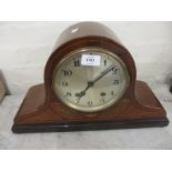 Edwardian mahogany and inlaid dome shaped mantel clock with two train movement and a French black