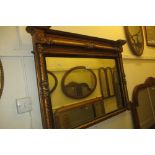 Late Regency rectangular gilt overmantel mirror with spiral half pilasters