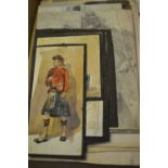 Folio containing a large quantity of various watercolours, ink sketches,