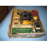 Dinky Toys model double decker bus, Dunlop, the World's Master Tyre,