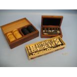 Mahogany fitted box containing weights and tweezers,