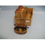 19th Century oval tartan ware cotton reel box together with two small volumes ' Scottish Clans and