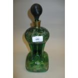 19th Century Bohemian green overlaid clear glass waisted decanter with stopper