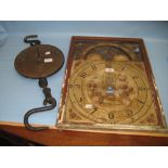 Painted enamel clock dial and a pair of Salter scales