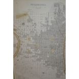 Framed 19th Century street plan of Philadelphia