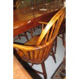 Set of six (four plus two) 19th Century elm and beech stickback Windsor chairs