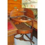 19th Century mahogany corner washstand with single drawer and undertier on splay supports