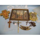 Bag containing a quantity of various religious crucifixes, etc.