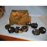 Bag containing a group of five various fishing reels,