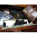 Ladies vintage leather handbag, together with a quantity of gloves,