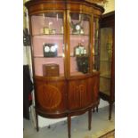 Fine quality Edwardian mahogany and marquetry inlaid display cabinet,