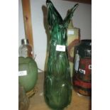 Czechoslovakian green Art glass vase, 17.