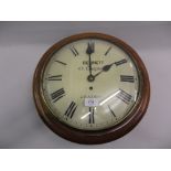 Circular mahogany dial clock, the painted dial with Roman numerals signed Bennett, 65 Cheapside,