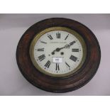 Late 19th / early 20th Century French circular wall clock having white glass dial with Roman