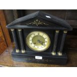 19th Century black slate two train mantel clock