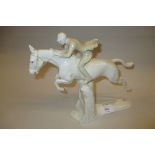 Boch Freres, Belgian porcelain figure group of a horse and rider inscribed to the base R.