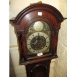 Mid 20th Century mahogany grandmother clock,