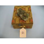 Chinese carved green variegated jade scroll weight,